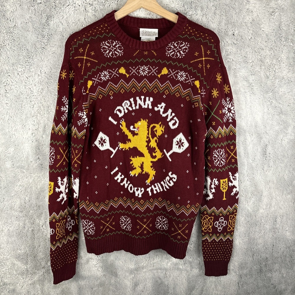 Game of Thrones I Drink and I Know Thing Knitted Ugly Sweater Size Large